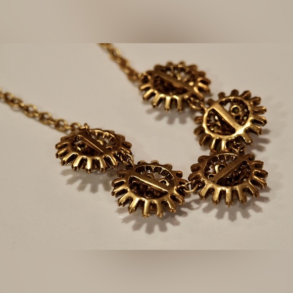 J.Crew Rhinestone Statement Necklace 17-20" Extender Gold Tone Oval Cable Chain - Picture 5 of 5